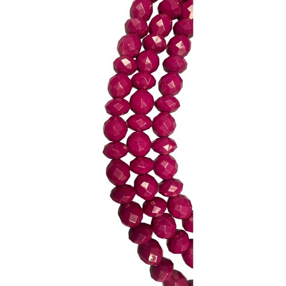NWT Sugarfix By Baublebar Faceted Fuchsia 3 strand Beaded Necklace 17" + 3" - Picture 2 of 4